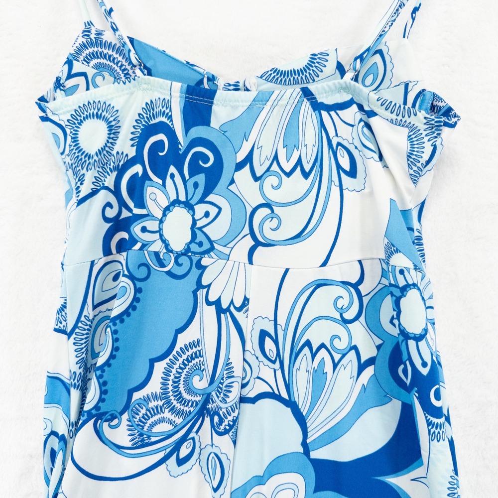 Blashe Womens Maxi Dress Medium Blue Floral Sleeveless High Slit Beachy Summer - Picture 5 of 8